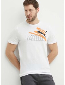 Bombažna kratka majica Puma moška, bela barva, 678988