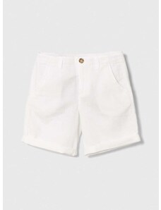 Otroške lanene kratke hlače United Colors of Benetton bela barva