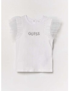 Otroška kratka majica Guess bela barva