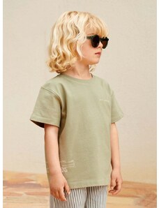 Otroška bombažna kratka majica Liewood Sixten Placement Shortsleeve T-shirt zelena barva