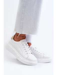 Kesi Women's leather platform sneakers, white Danida