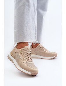 Kesi Women's sneakers with glitter and zipper INBLU beige