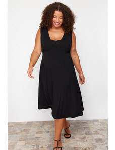 Trendyol Curve Black Single Jersey Knitted Plus Size Dress