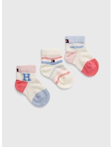 Nogavice za dojenčka Tommy Hilfiger 3-pack roza barva