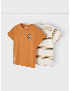Otroška bombažna kratka majica Mayoral 2-pack oranžna barva