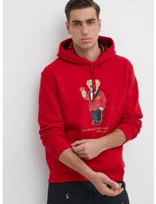 Pulover Polo Ralph Lauren moški, rdeča barva, s kapuco, 710926120