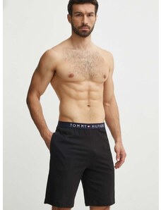 Bombažne pižama kratke hlače Tommy Hilfiger črna barva, UM0UM01203