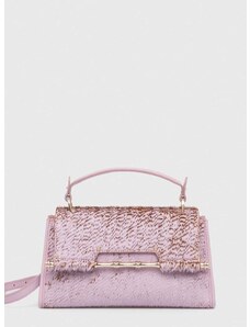 Usnjena torbica Guess IRIS vijolična barva, HWALLA L3280