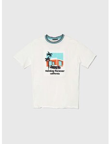 Otroška bombažna kratka majica Sisley bela barva