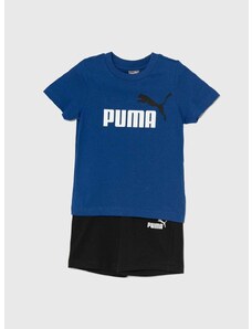 Otroški bombažni komplet Puma Minicats & Shorts Set mornarsko modra barva