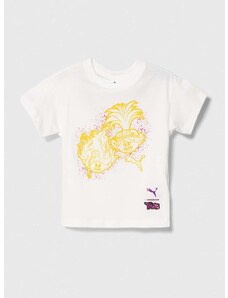 Otroška bombažna kratka majica Puma PUMA X TROLLS Graphic Tee bela barva