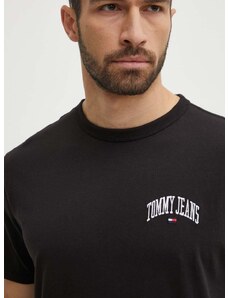 Bombažna kratka majica Tommy Jeans moška, črna barva, DM0DM18665