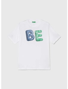 Otroška bombažna kratka majica United Colors of Benetton bela barva