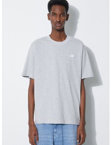 Bombažna kratka majica New Balance Essentials Cotton moška, siva barva, MT41509AG