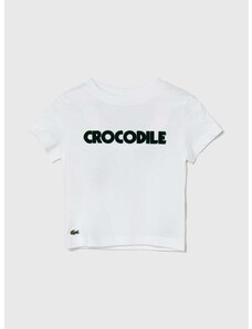 Otroška bombažna kratka majica Lacoste bela barva