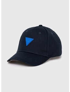 Otroška bombažna bejzbolska kapa Guess mornarsko modra barva