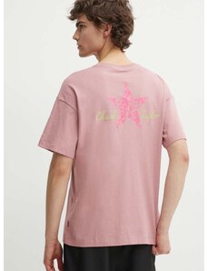 Bombažna kratka majica Converse roza barva, 10025187-A02