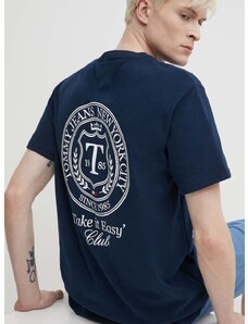 Bombažna kratka majica Tommy Jeans moška, mornarsko modra barva, DM0DM18578