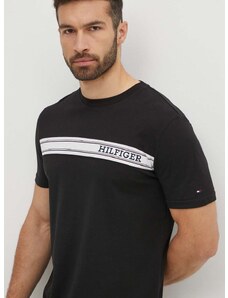 Bombažna kratka majica Tommy Hilfiger moška, črna barva, UM0UM03196