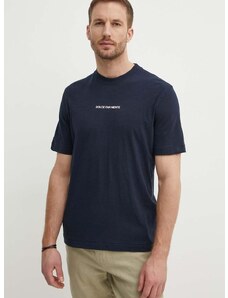 Bombažna kratka majica Sisley moški, mornarsko modra barva