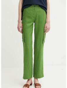 Lanene hlače United Colors of Benetton zelena barva