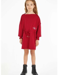 Otroška obleka Calvin Klein Jeans rdeča barva