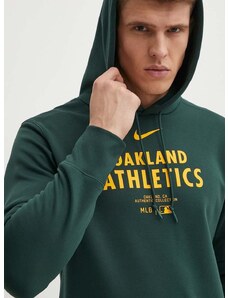 Pulover Nike Oakland Athletics moški, zelena barva, s kapuco