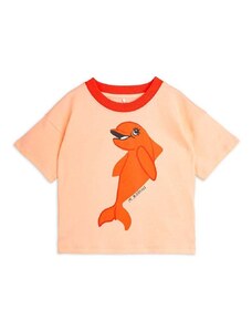 Otroška bombažna kratka majica Mini Rodini Dolphin oranžna barva