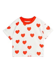 Otroška bombažna kratka majica Mini Rodini Hearts bež barva