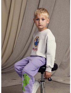 Otroški bombažen pulover Mini Rodini Parrot siva barva