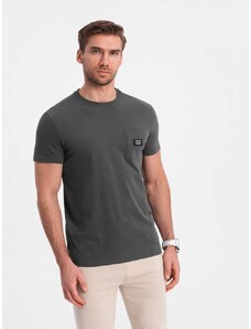 Ombre Clothing Trendovska majica z okrasnim žepom grafit V11 TSCT-0109
