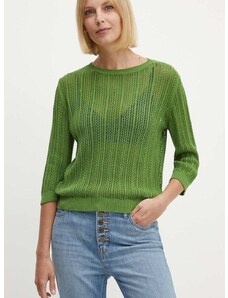 Bombažen pulover United Colors of Benetton zelena barva