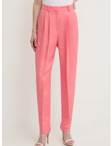 Lanene hlače BOSS vijolična barva