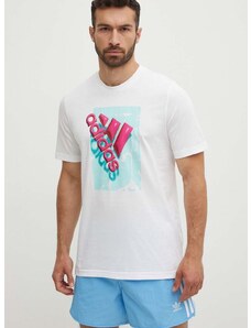 Bombažna kratka majica adidas moška, bela barva, IR5826