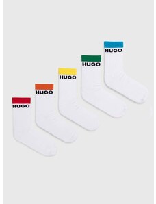 Nogavice HUGO 5-pack moške, bela barva, 50514968