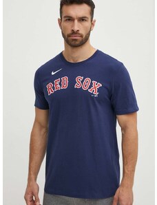 Bombažna kratka majica Nike Boston Red Sox moška, mornarsko modra barva