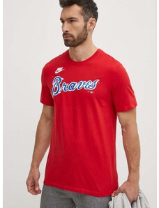 Bombažna kratka majica Nike Atlanta Braves moška, rdeča barva