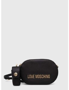 Usnjena torbica Love Moschino črna barva, JC4330PP0GK1000A