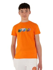 Otroška bombažna kratka majica Guess oranžna barva