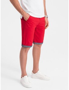 Ombre Clothing Rdeča chinos kratke hlače z robom V1 W421