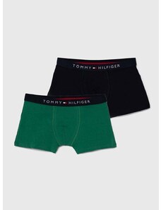 Bombažne otroške boksarice Tommy Hilfiger 2-pack zelena barva