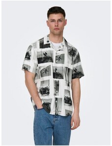 ONLY & SONS Black & White Men's Patterned Nano Shirt - Men's