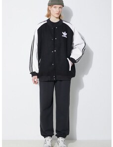 Bomber jakna adidas Originals SST Oversize VRCT ženska, črna barva, IR5519