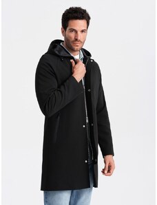 Ombre Clothing Trendovski črn moški plašč V2 COSC-0112