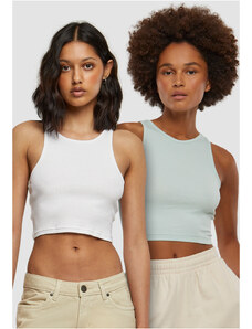 Urban Classics Women's Cropped Rib Top - 2 Pack Mint+White