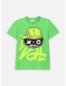 Otroška bombažna kratka majica Coccodrillo zelena barva