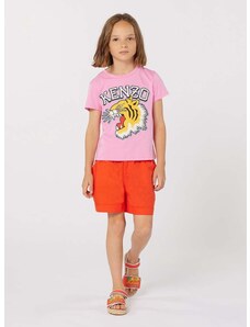 Otroška bombažna kratka majica Kenzo Kids roza barva