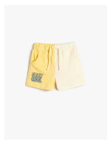 Koton Shorts with Tie Waist Elastic Color Contrast Pockets Cotton Print Detail
