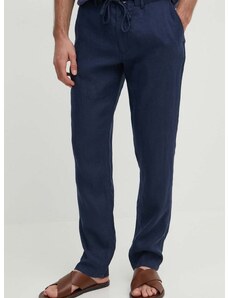 Lanene hlače Gant mornarsko modra barva