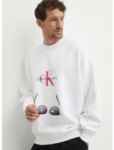 Bombažen pulover Calvin Klein Jeans moški, bela barva, J30J325426